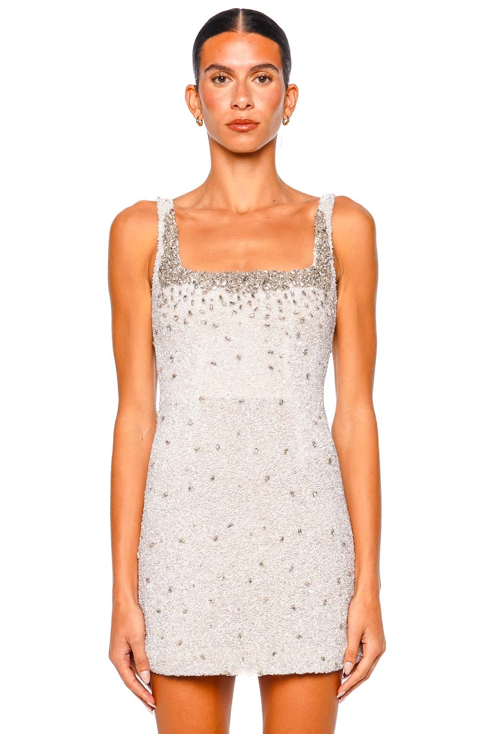 Rachel Gilbert Kaity Mini Ivory Square Neck Sleeveless Dress