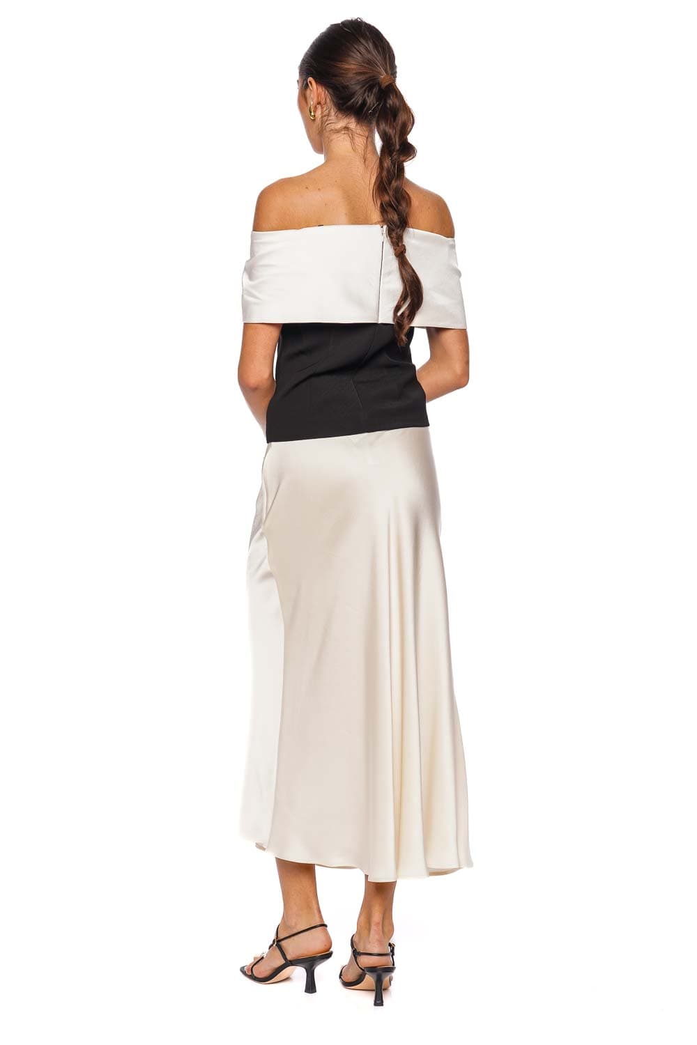 self-portrait Black and White Off-Shoulder Flower Top