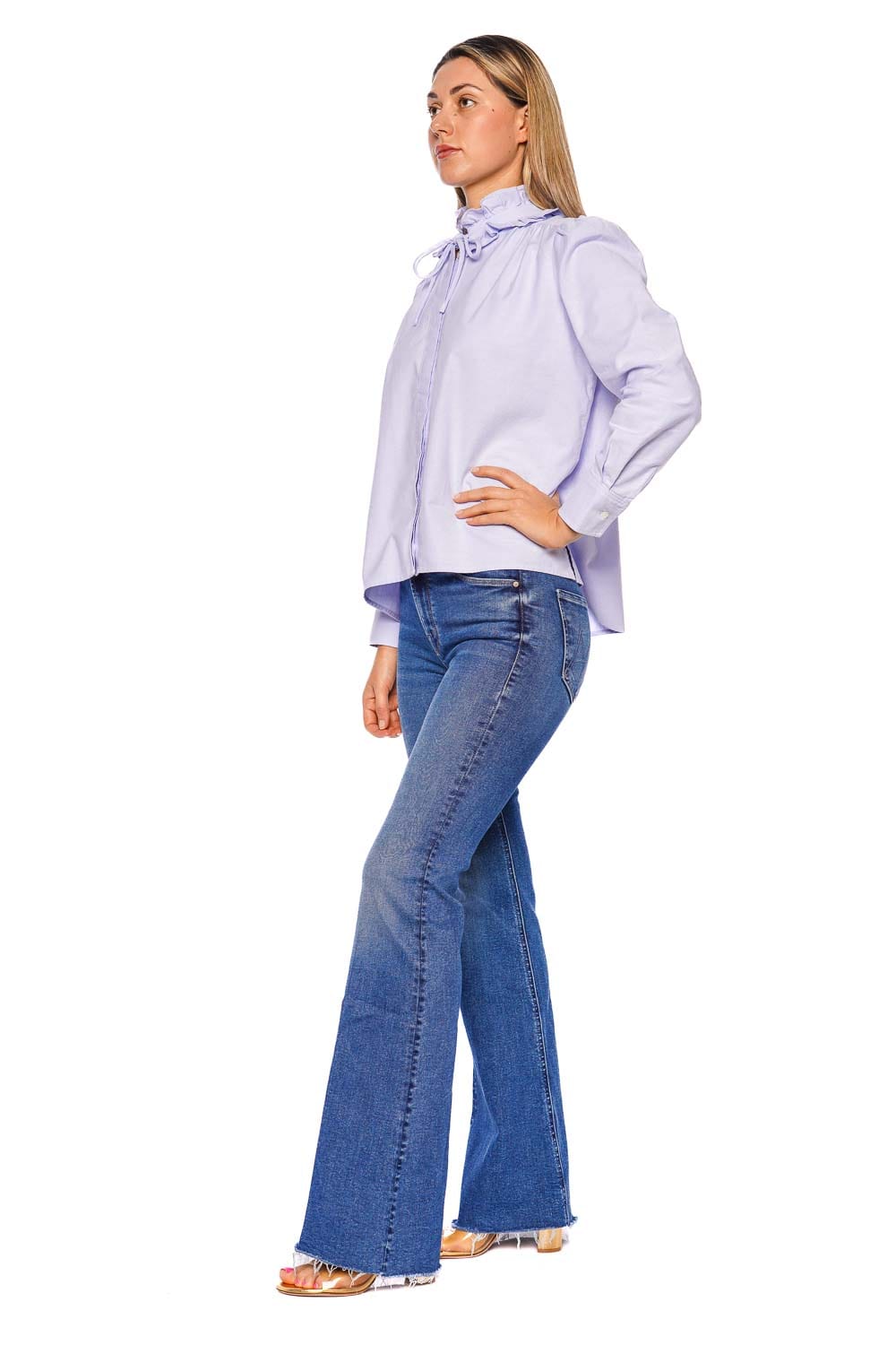 MOTHER Denim The Doozy Sneak Fray Flare Jean