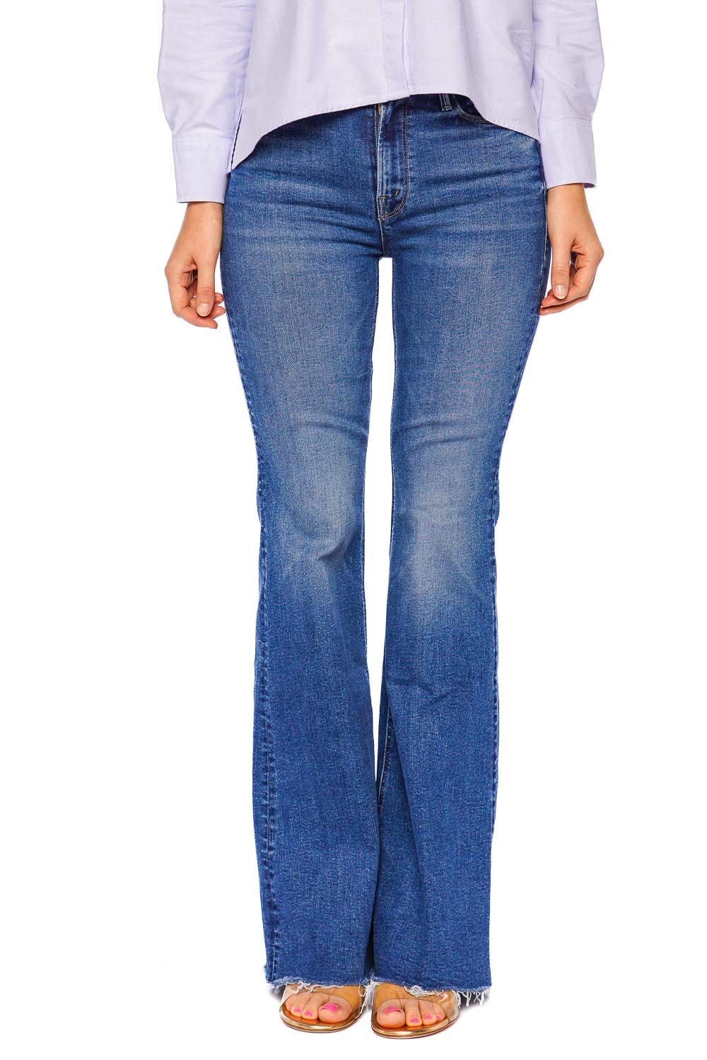 MOTHER Denim The Doozy Sneak Fray Flare Jean