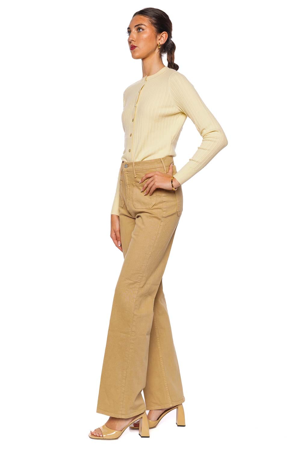 MOTHER Denim Devil May Care Latte High-Waisted Patch Pocket Pants