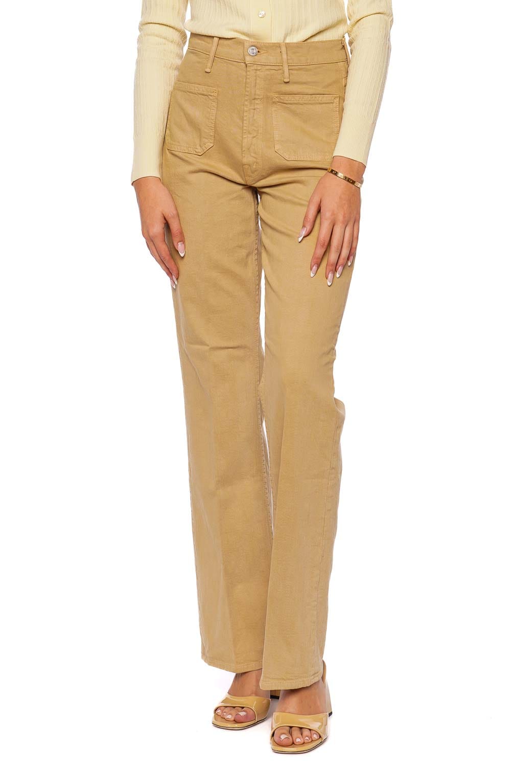 MOTHER Denim Devil May Care Latte High-Waisted Patch Pocket Pants