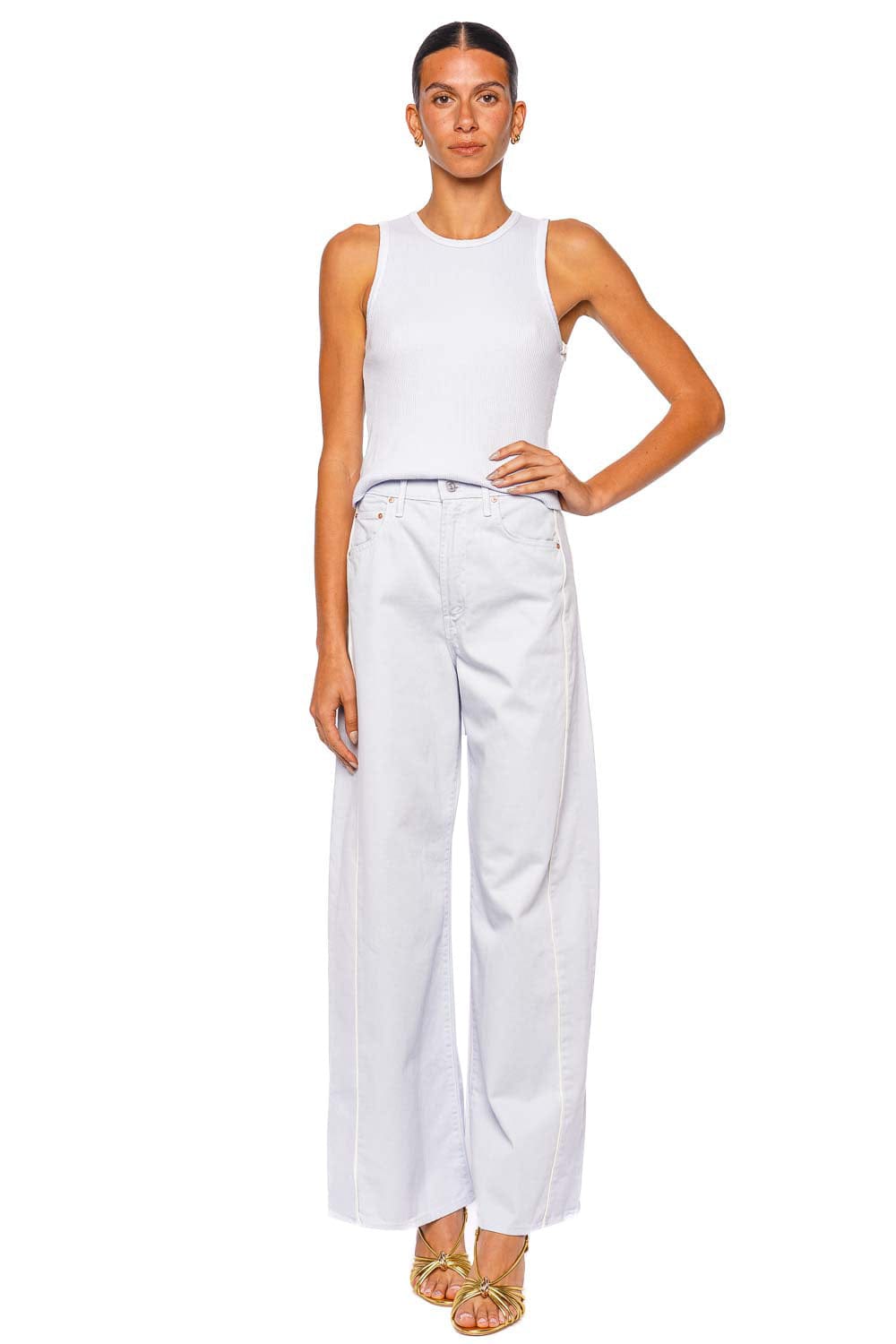 MOTHER Denim The Pipe-Dream Xenon Blue High-Waisted Wide Leg Jeans