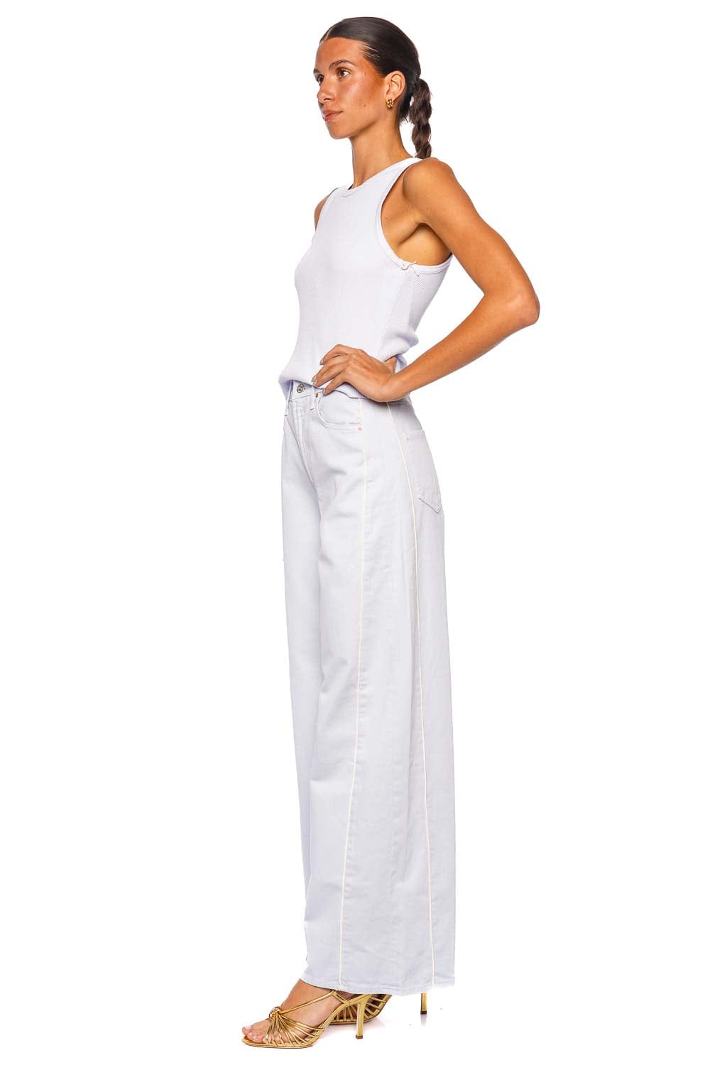 MOTHER Denim The Pipe-Dream Xenon Blue High-Waisted Wide Leg Jeans