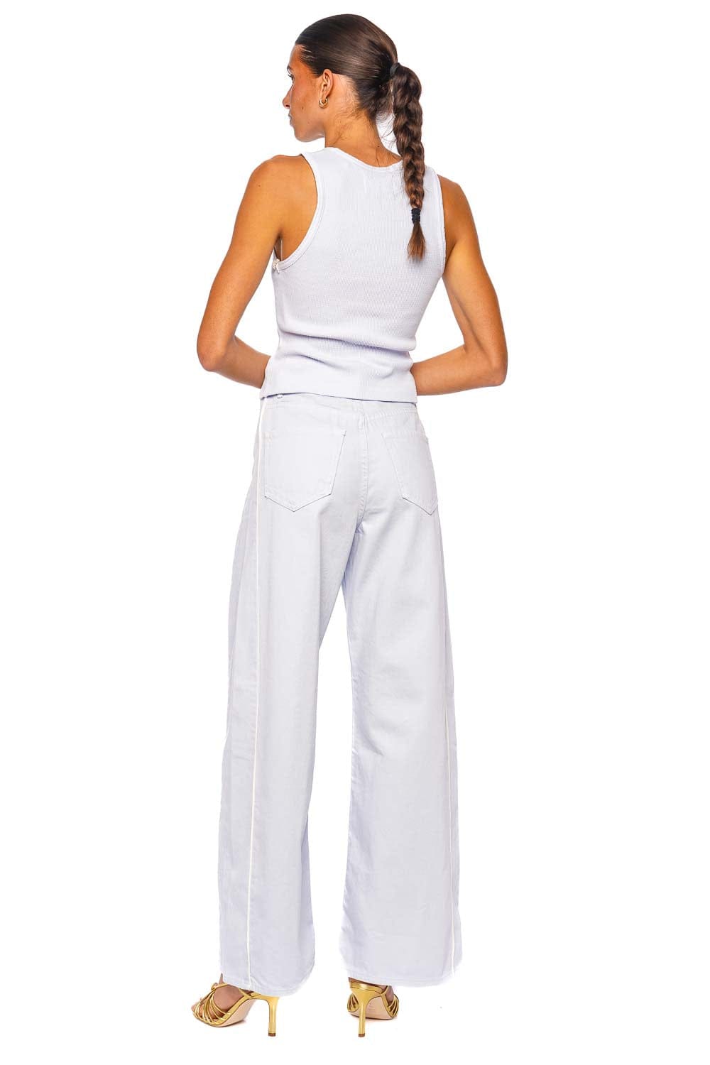 MOTHER Denim The Pipe-Dream Xenon Blue High-Waisted Wide Leg Jeans