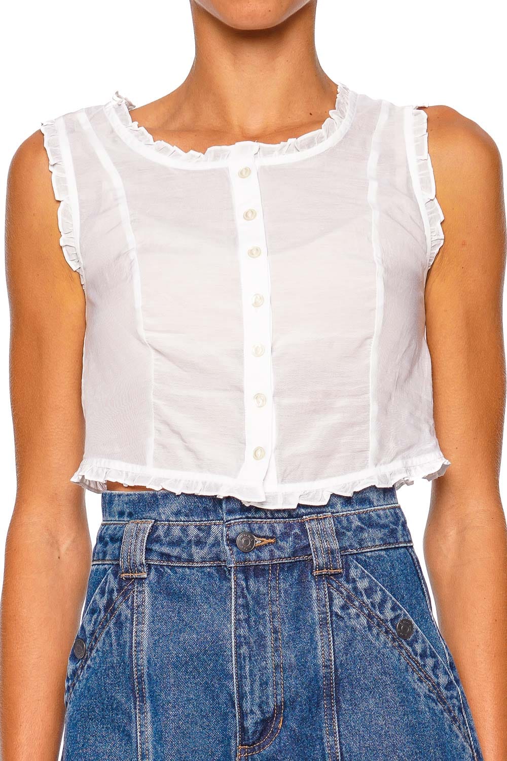 The Sweetheart Bright White Sleeveless Top