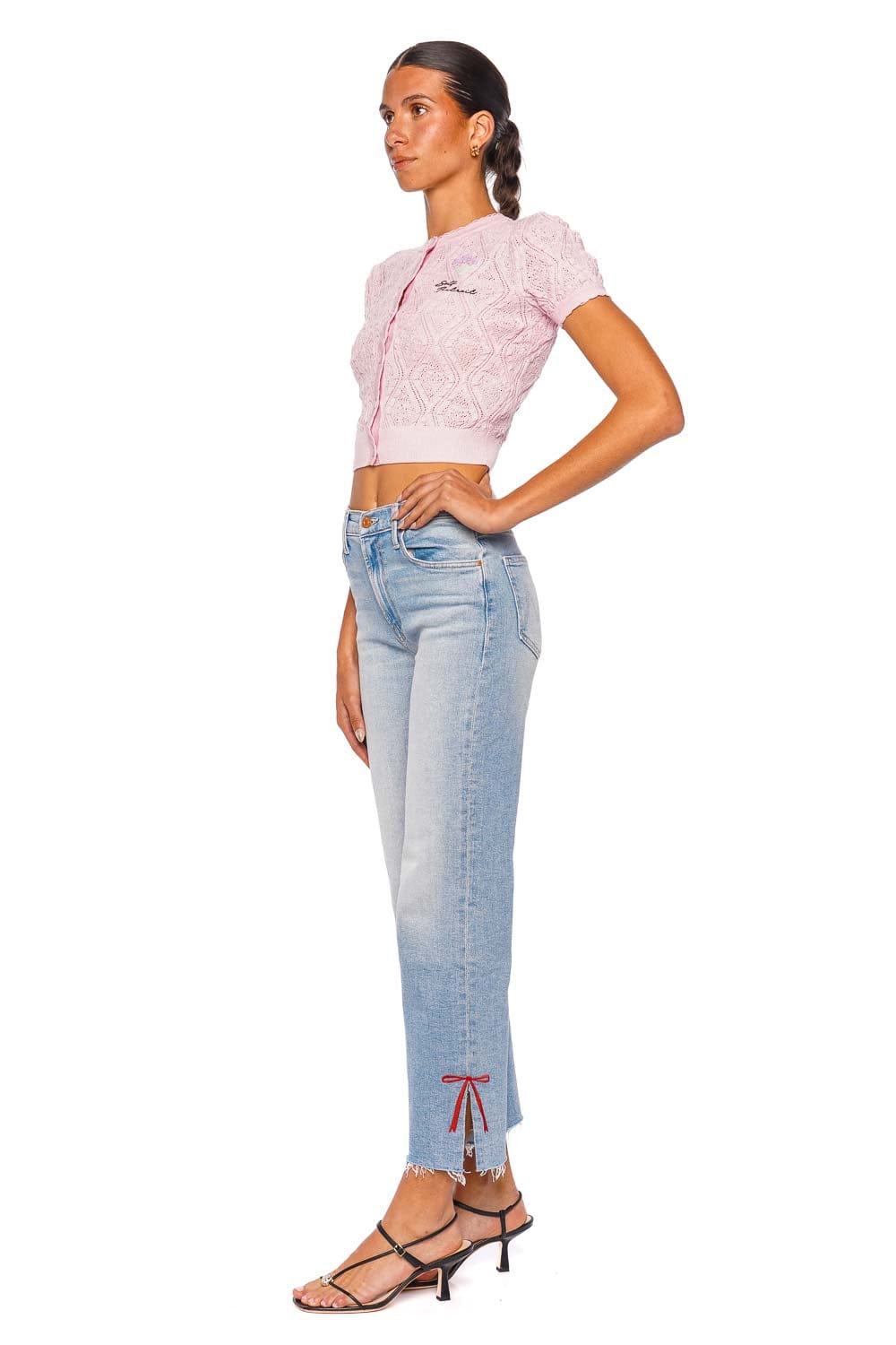 MOTHER Denim The Rambler Zip Slice Hover Fray Jean