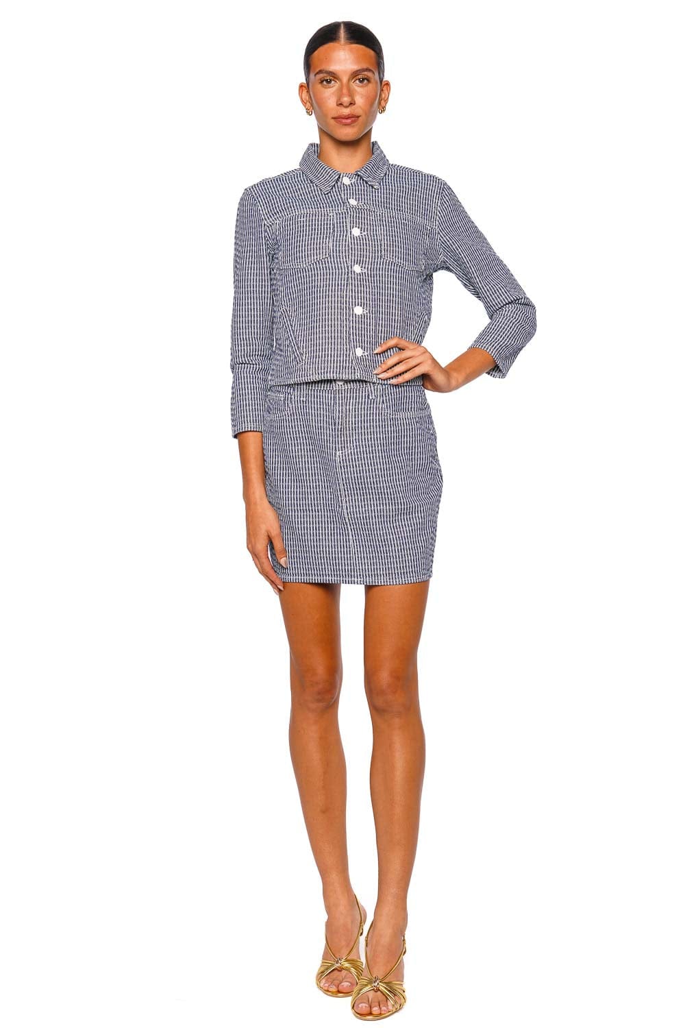 L'AGENCE Jolene Vista Blue Stripe Mini Skirt