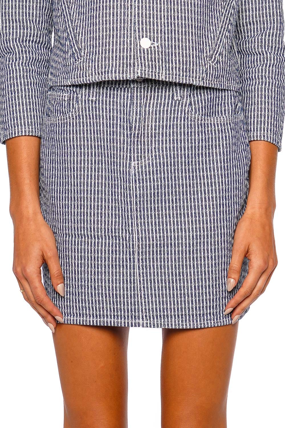 L'AGENCE Jolene Vista Blue Stripe Mini Skirt