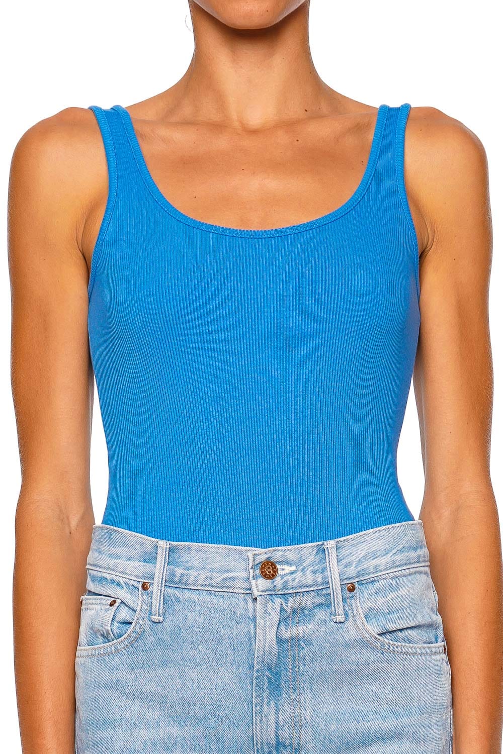 L'AGENCE Nica Regatta Blue Scoop Neck Tank Bodysuit