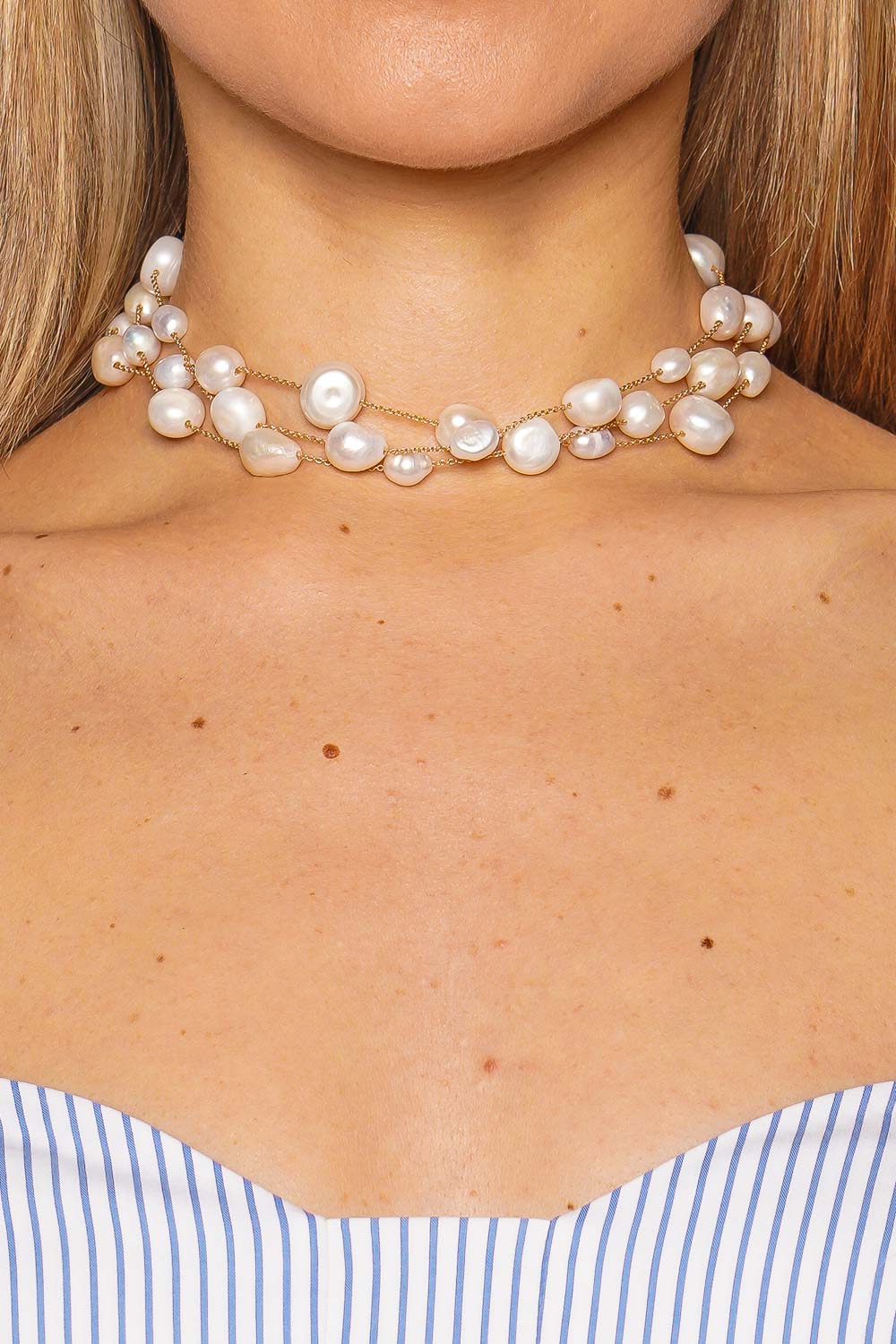 Nyala Pearl Chain Choker Necklace