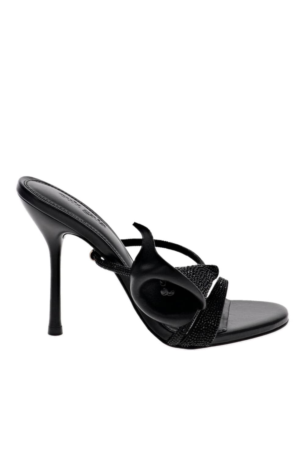 Cult Gaia Camilla Black Calla Lily Leather Sandal
