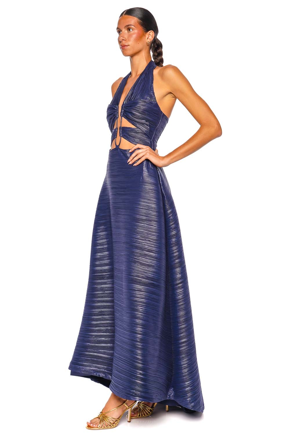 Cult Gaia JAHZARA Deep Lake Halter Cutout Maxi Dress