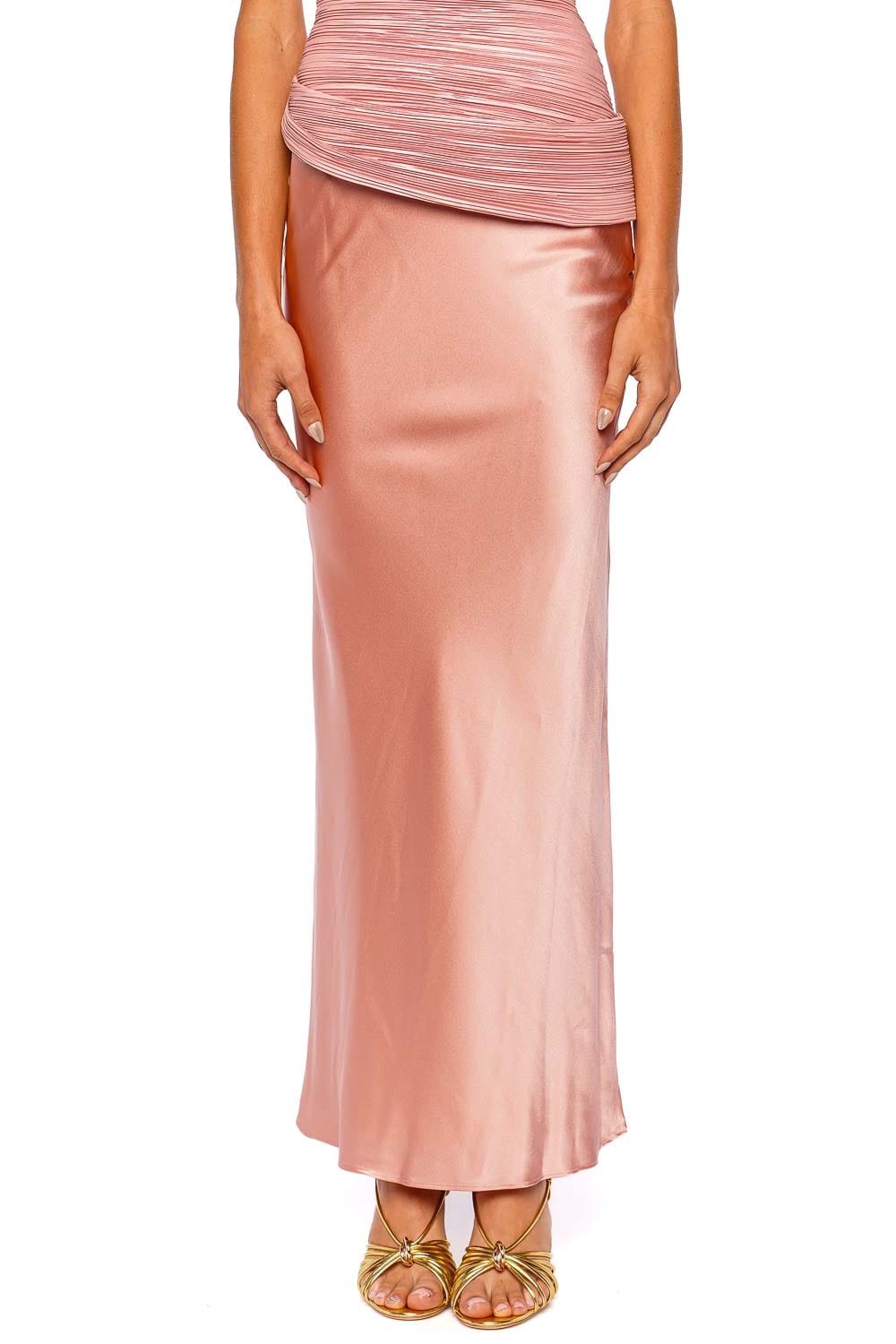 Chantel Petal Pink Silk Maxi Skirt