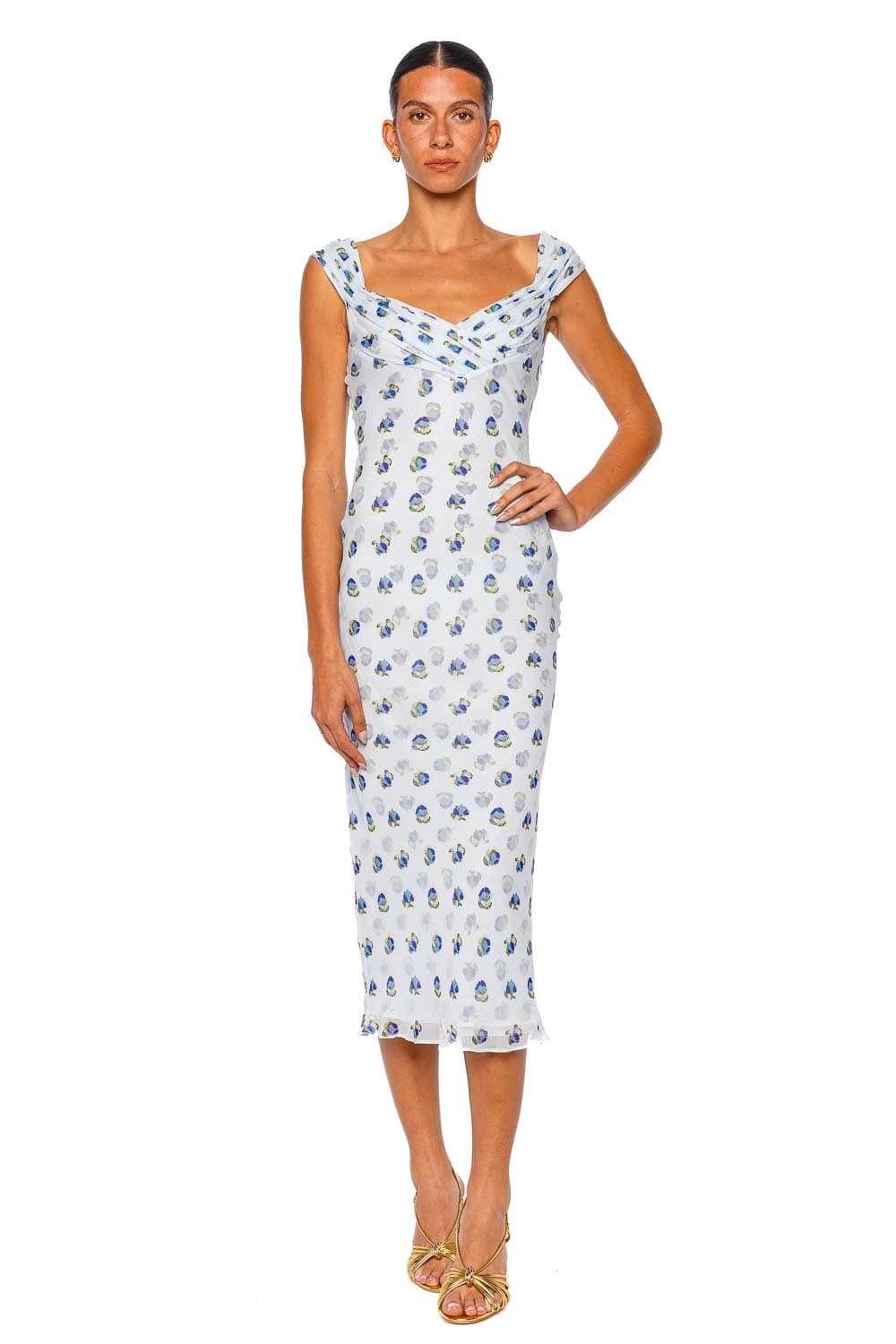 Cult Gaia Eliseo Small Floral Breeze Cap Sleeve Midi Dress