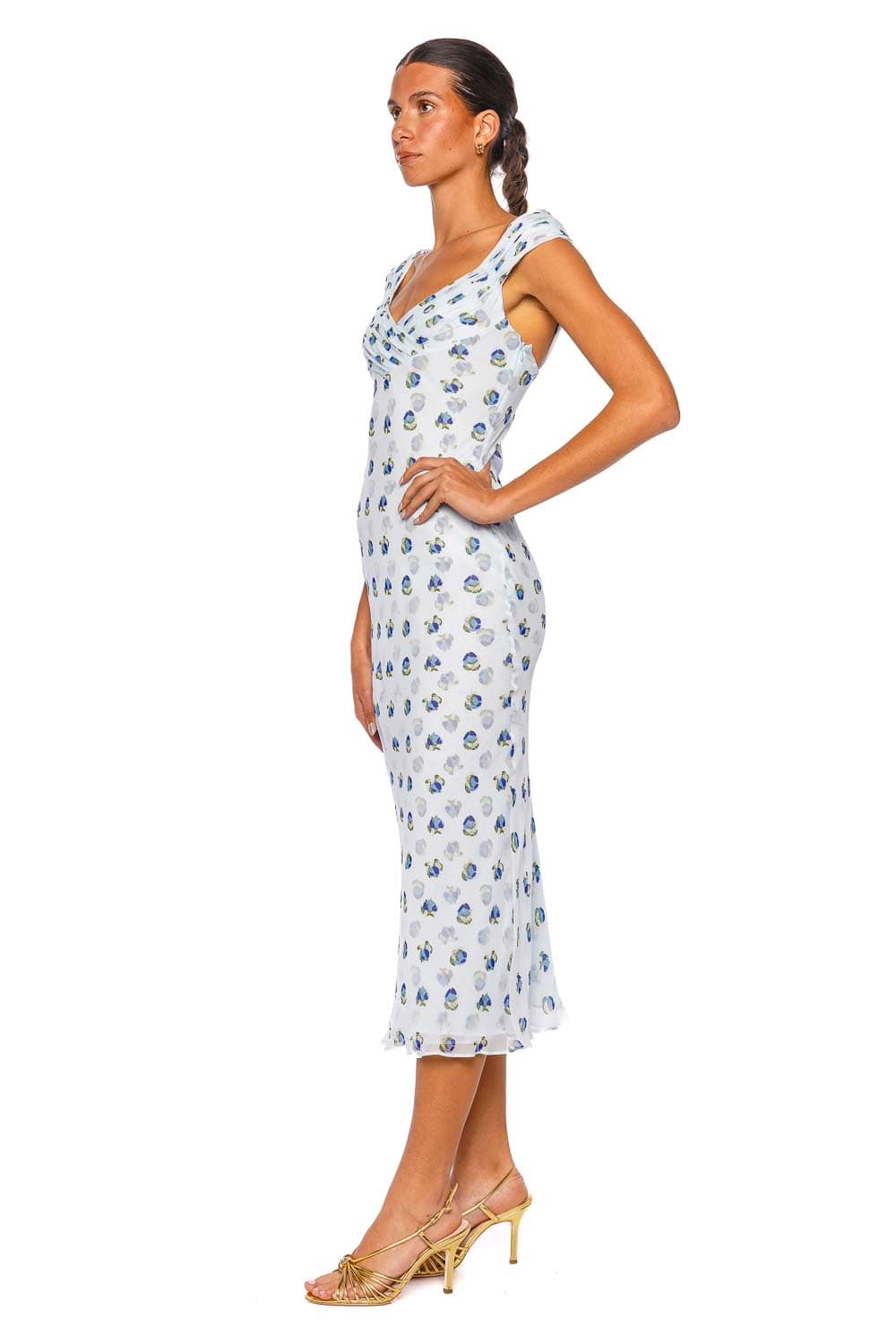 Cult Gaia Eliseo Small Floral Breeze Cap Sleeve Midi Dress