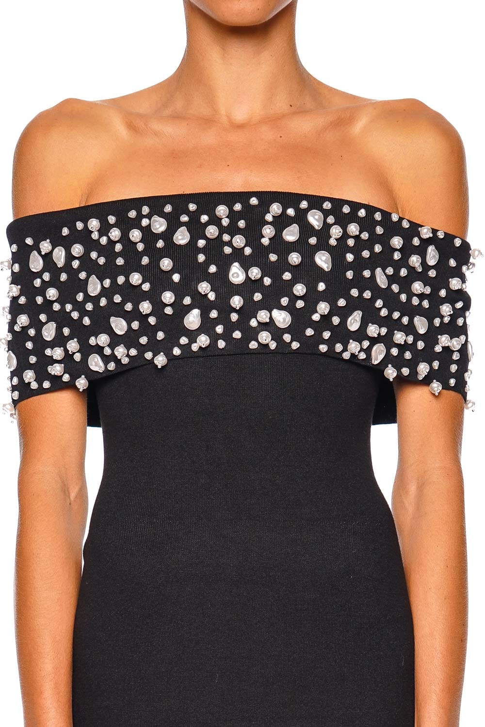 Suzie Off Shoulder Pearl Knit Midi Dress