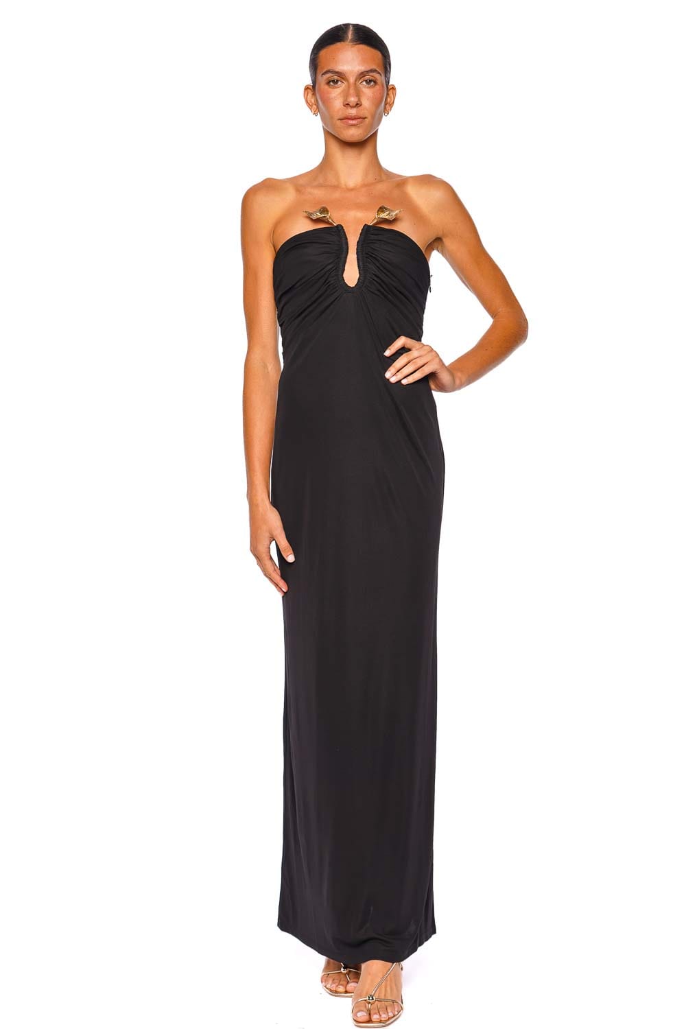 Cult Gaia EMIR Black Strapless Maxi Dress