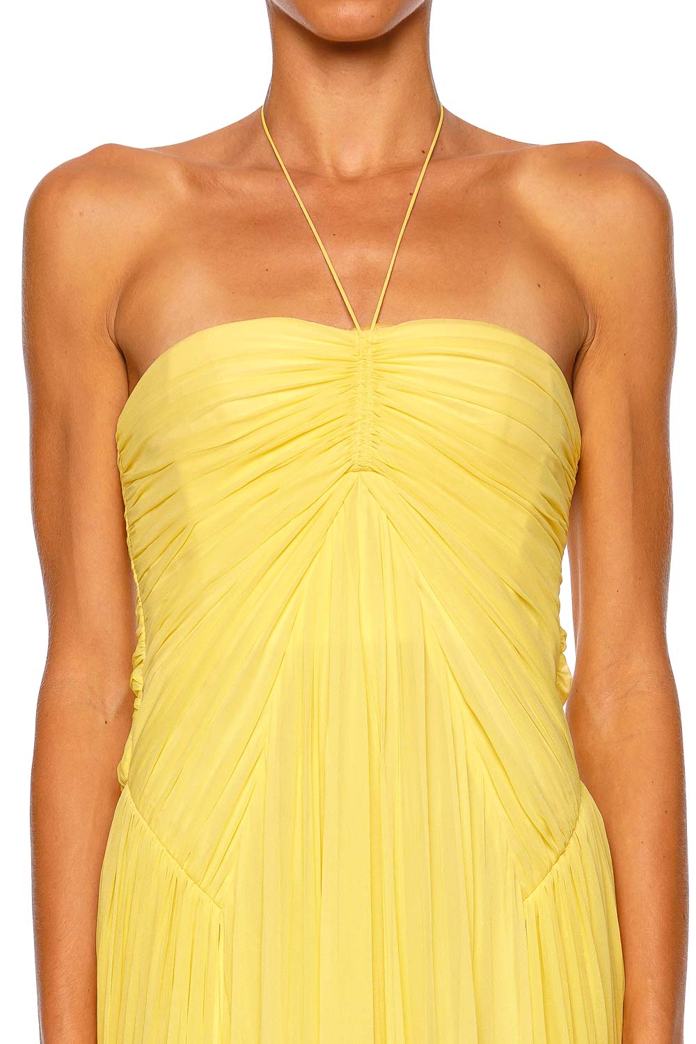 Cult Gaia Ritz Canary Silk Halter Midi Dress