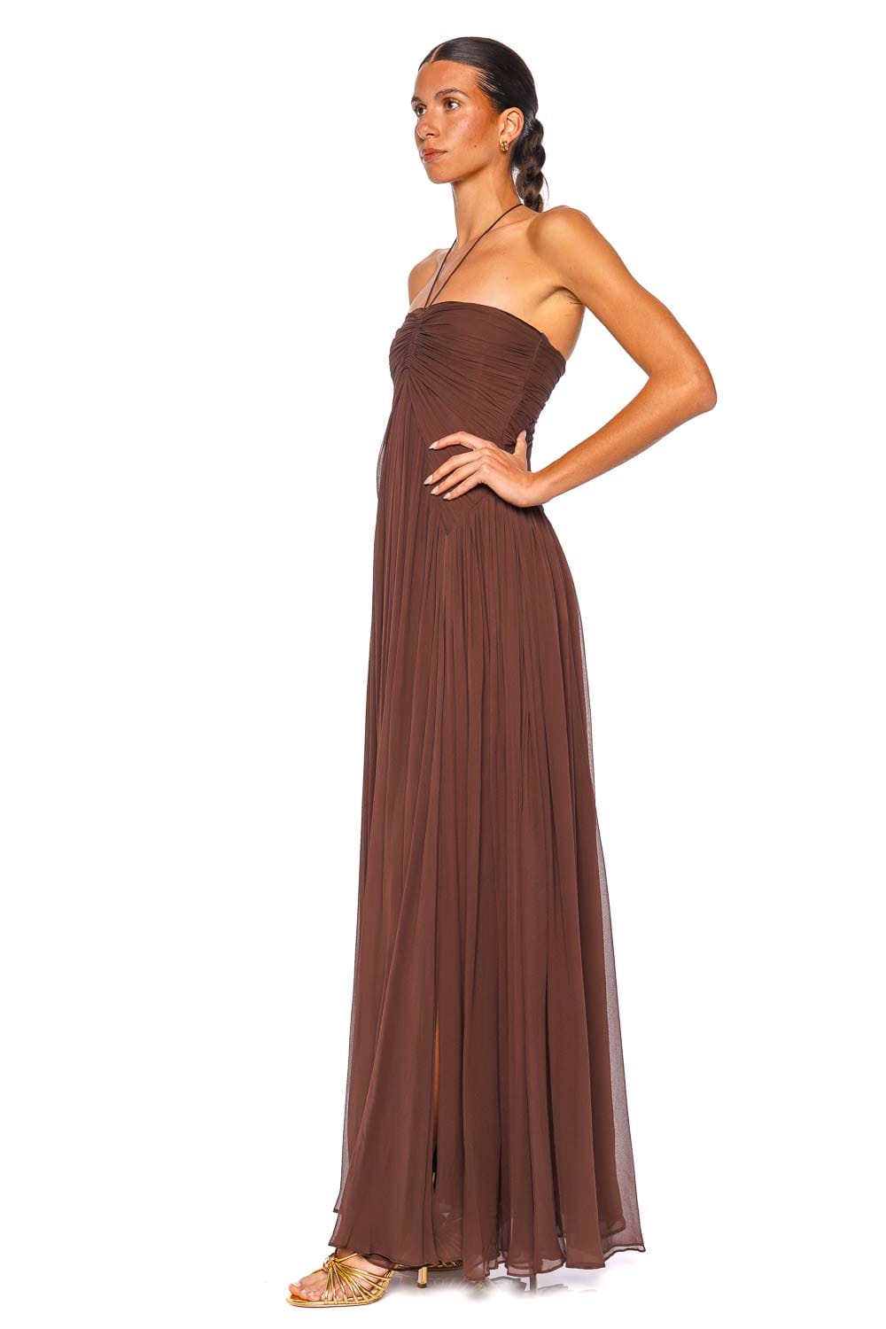 Cult Gaia RITZ Java Strapless Maxi Dress with Halter Tie