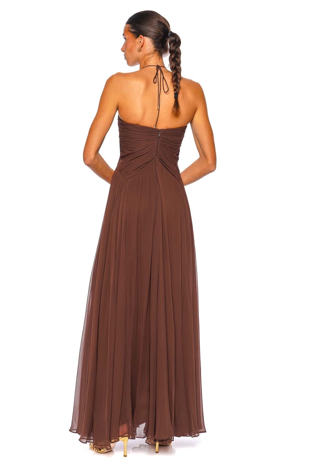 Cult Gaia RITZ Java Strapless Maxi Dress with Halter Tie