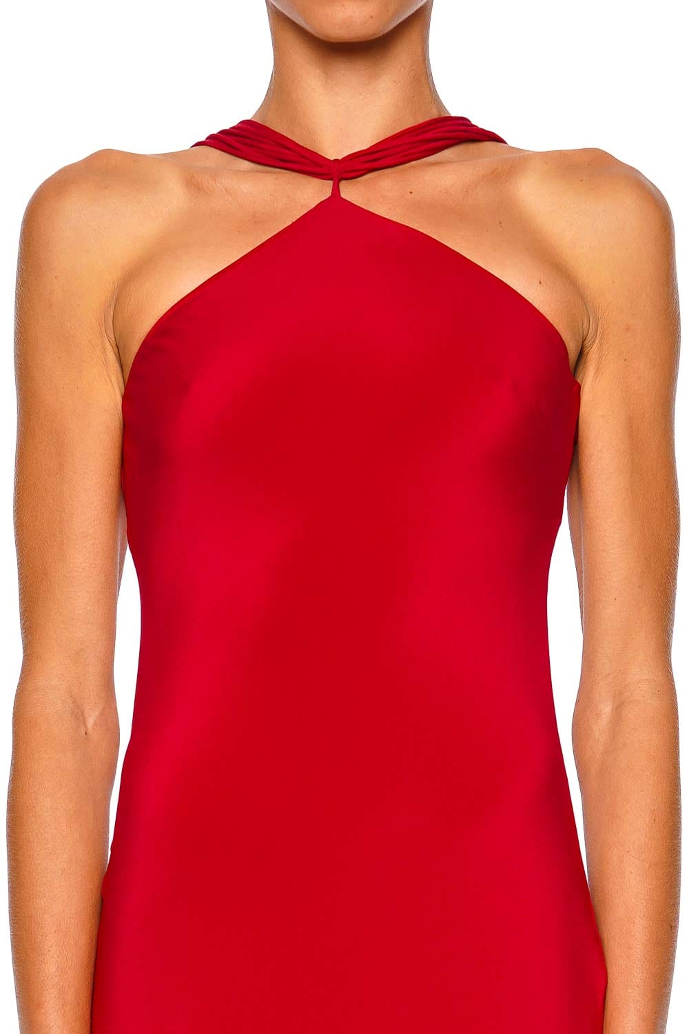 Cult Gaia Pheobe Merlot Satin Halter Maxi Dress