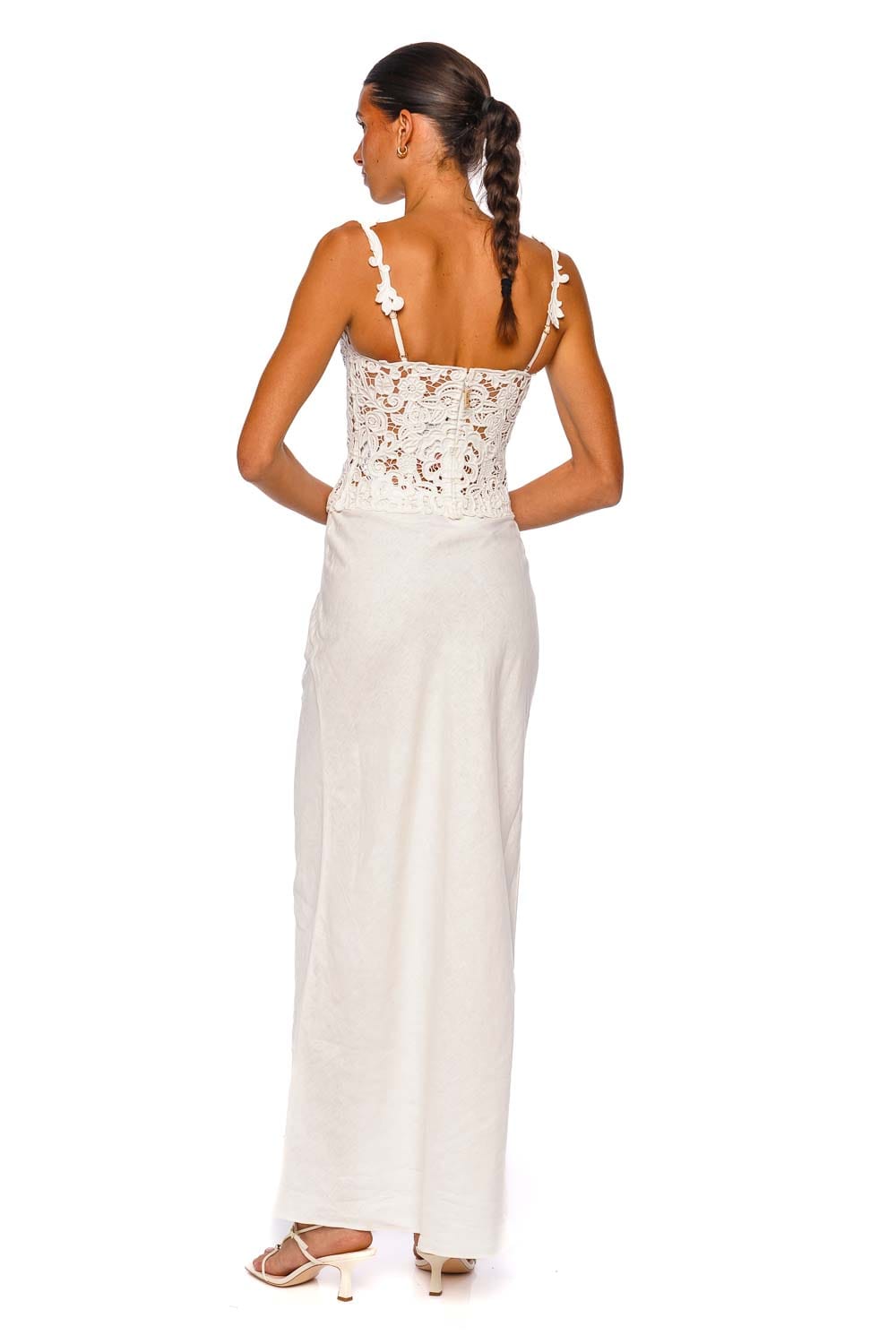 Cult Gaia Zaire Off White Lace Top with Straps