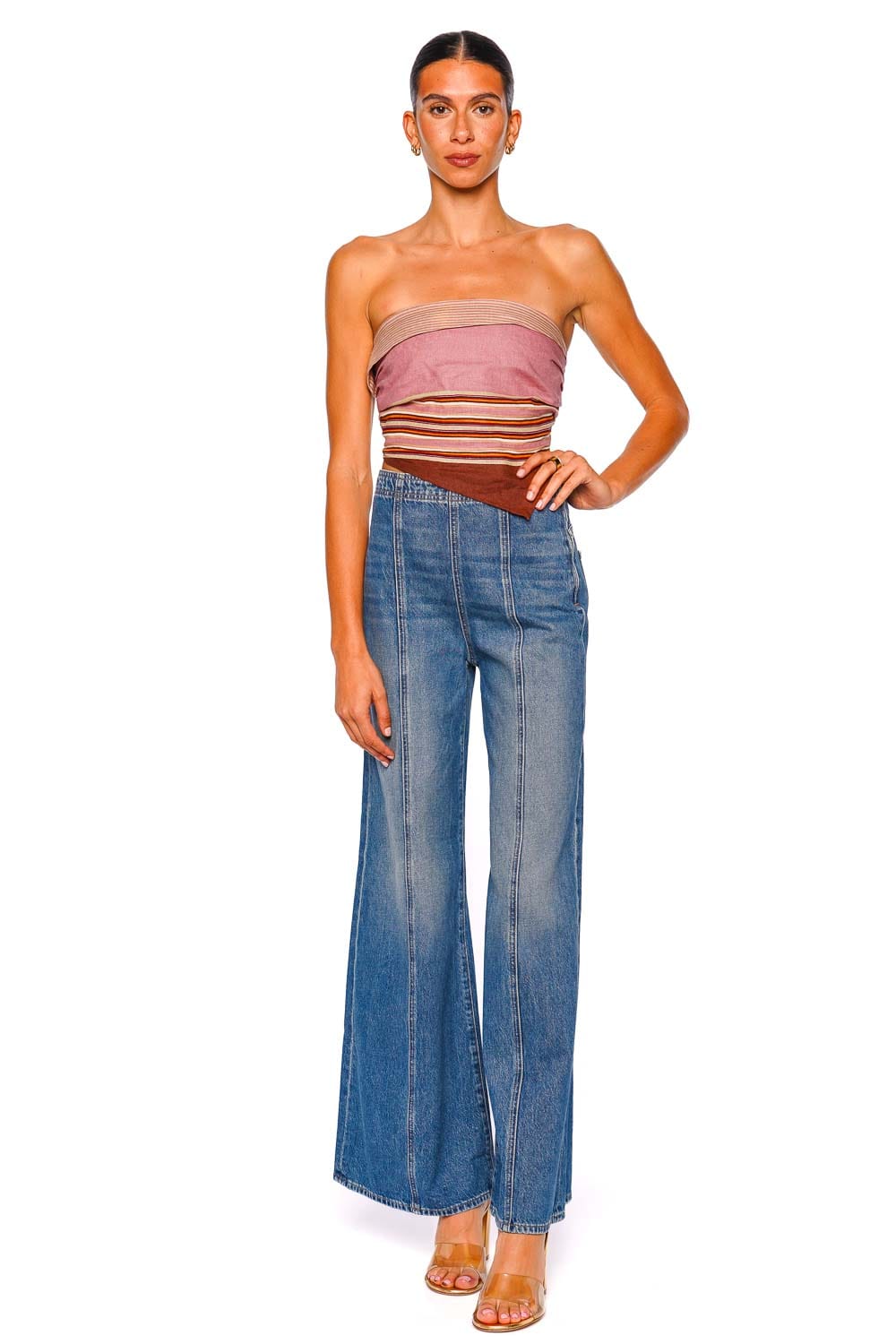 Cala Palm Embellished Linen Crop Top