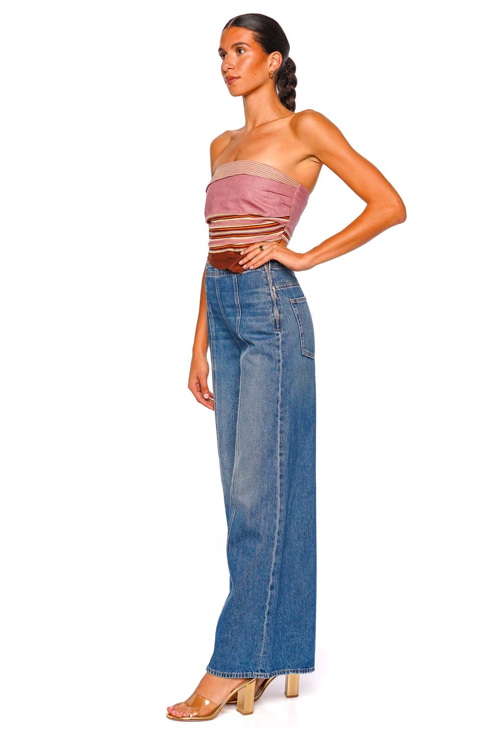 Faithfull The Brand Ebbe Dusty Mauve Strapless Top with Barragan Stripe