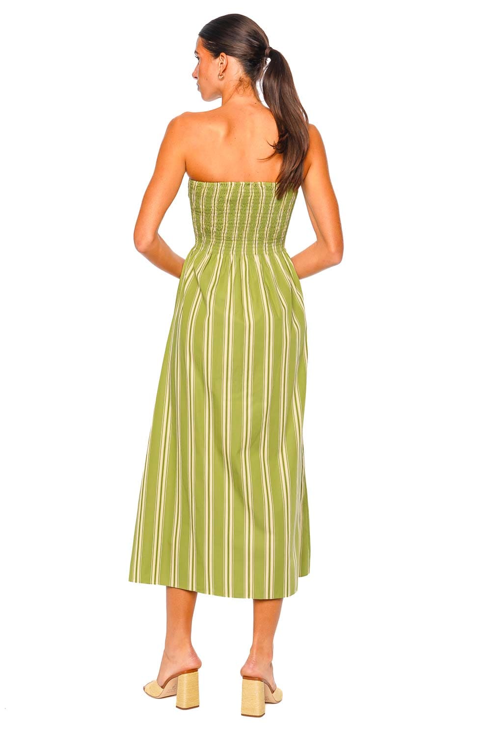 Faithfull The Brand Jamie Juniper Ombre Stripe Strapless Midi Dress