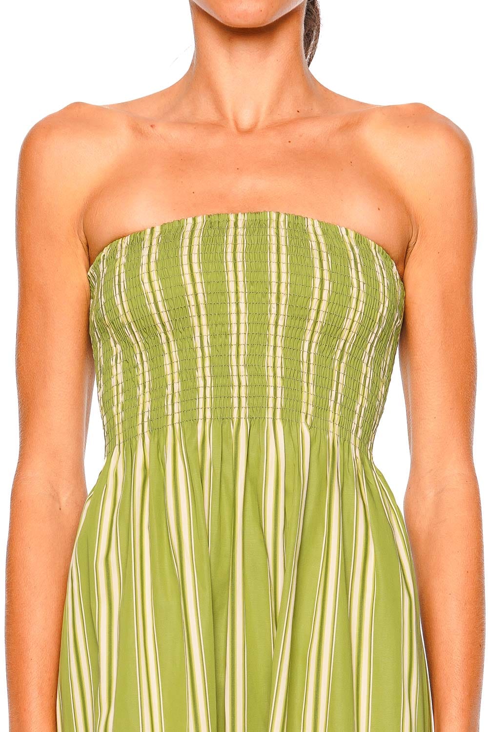 Faithfull The Brand Jamie Juniper Ombre Stripe Strapless Midi Dress