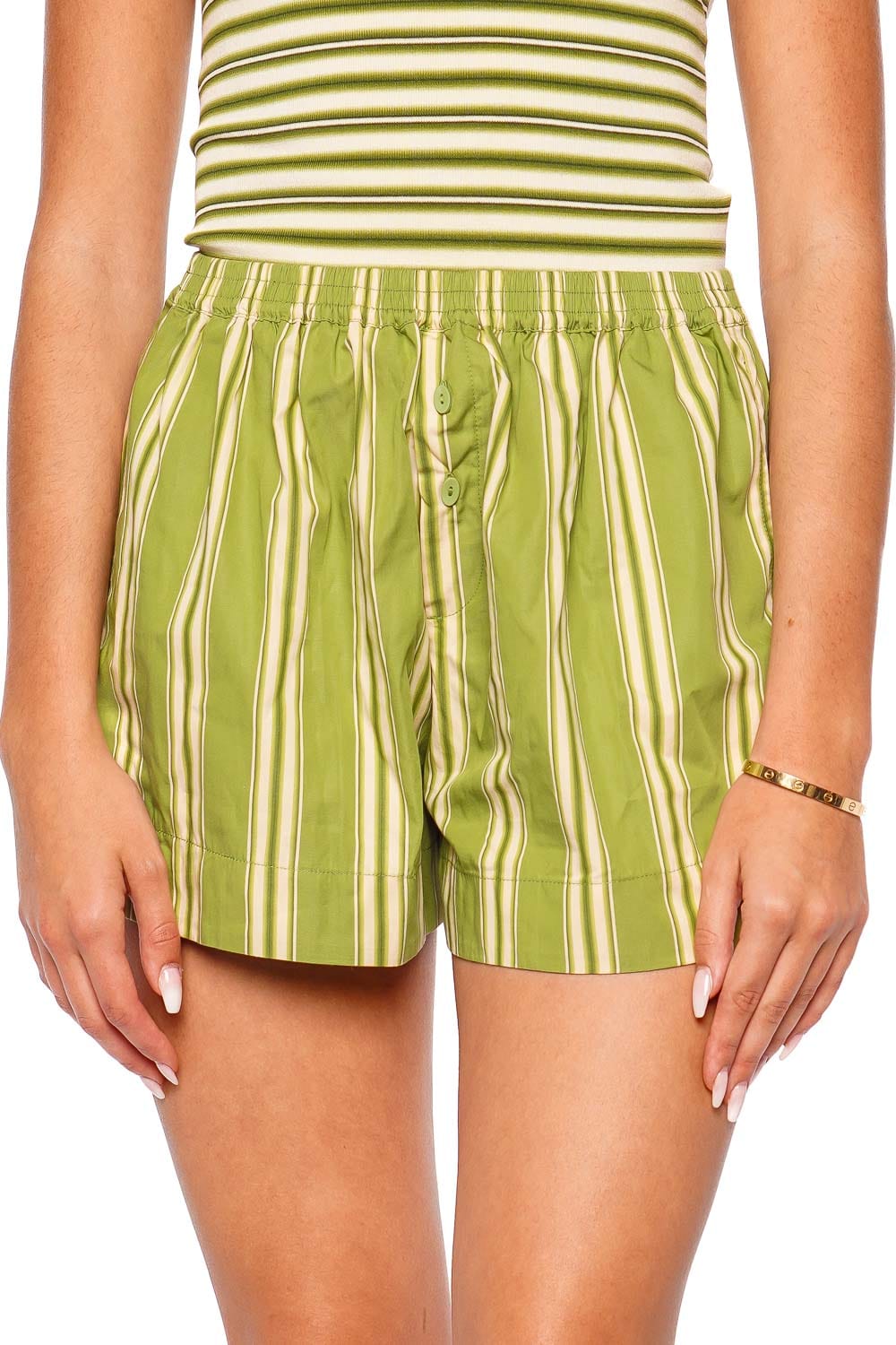 Faithfull The Brand Lonia Ombre Stripe Halter Top and Short Set in Juniper