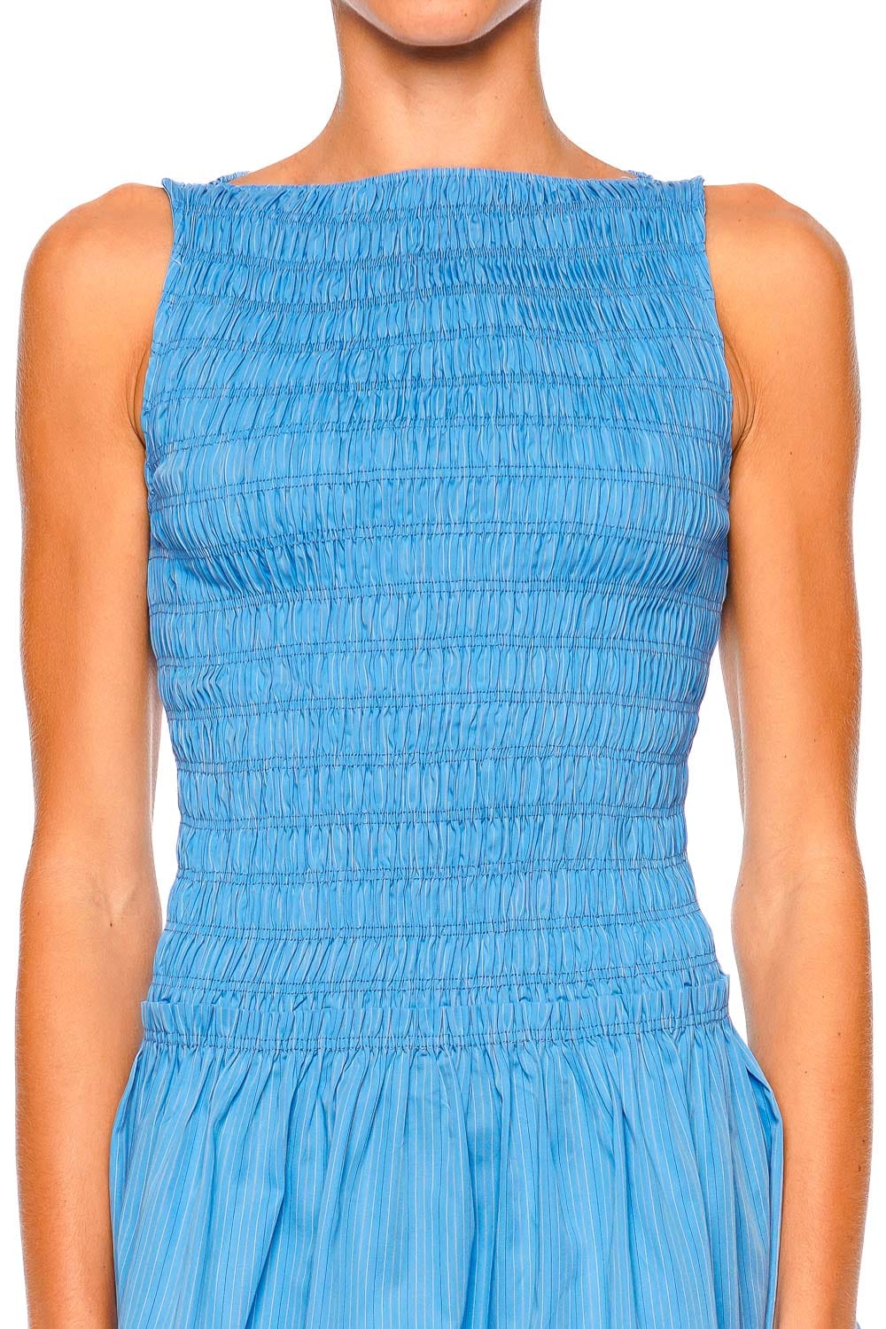 Faithfull The Brand Maria Azul Sleeveless Mini Dress with Pinstripe