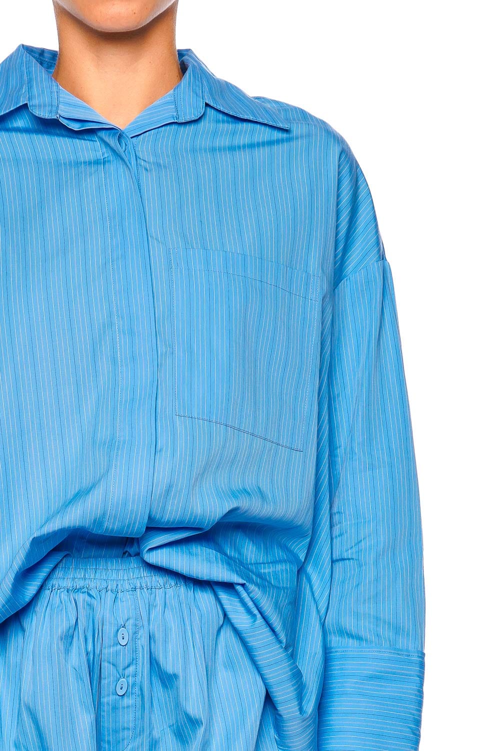 Faithfull The Brand Clemente Azul Pinstripe Long Sleeve Shirt