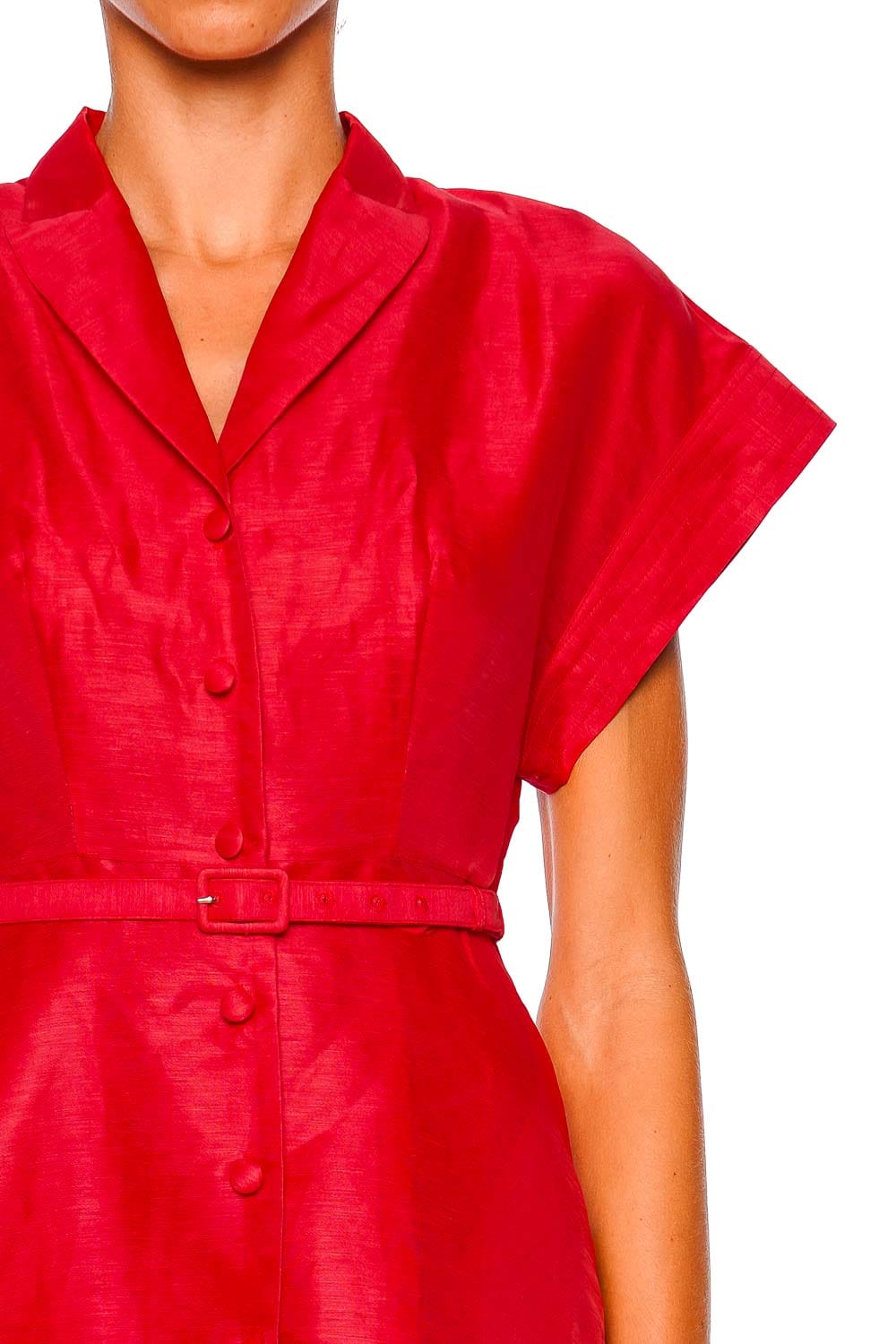 LEO LIN Aubrey Scarlet Applique Short Sleeve Midi Dress