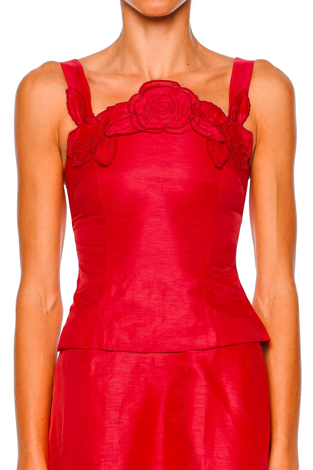 LEO LIN Isadora Scarlet Applique Top with Fixed Straps
