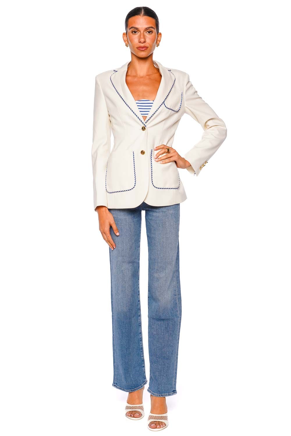 LEO LIN Jillian Vanilla Long Sleeve Blazer