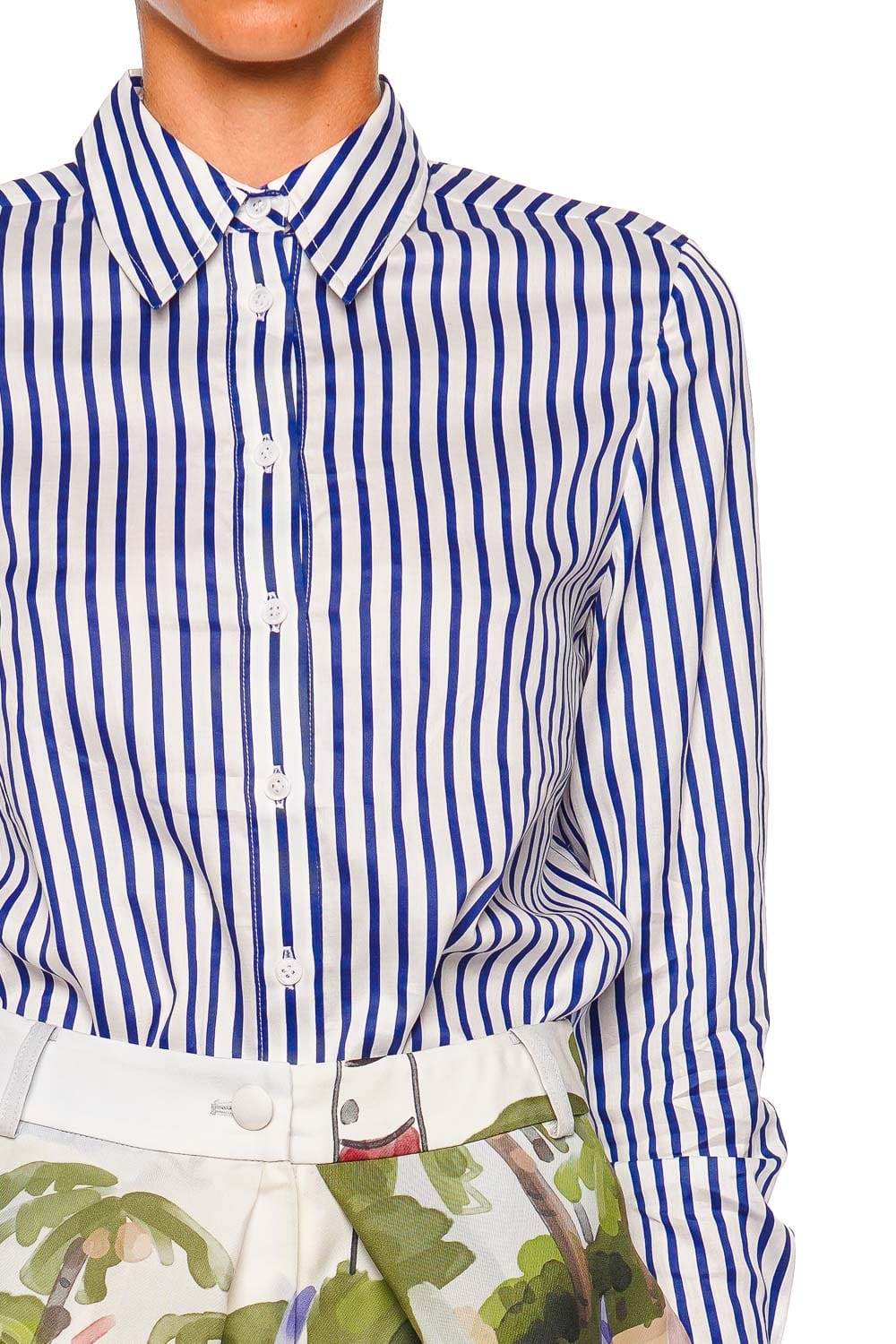 LEO LIN Rosaline Navy Striped Long Sleeve Shirt