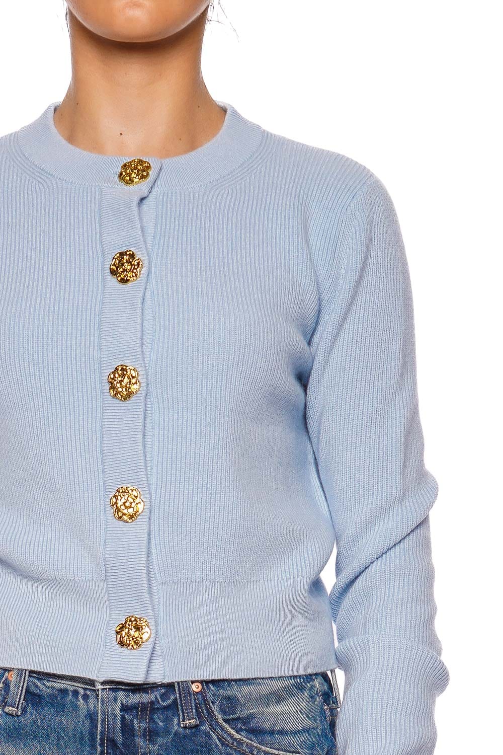 Ellery Light Blue Floral Button Cardigan