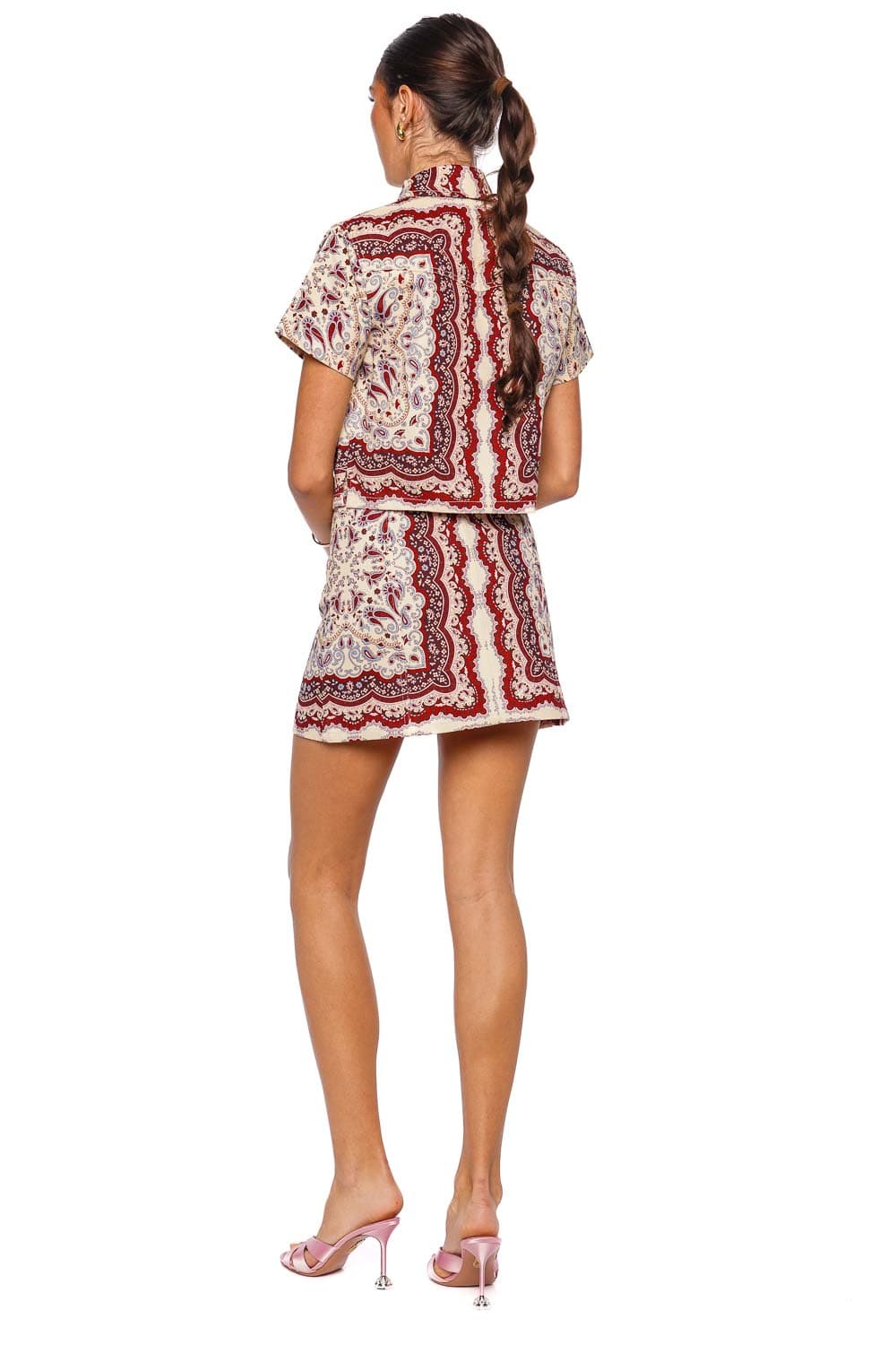 Cara Cara Paro Ivory Paisley Scarf Short Sleeve Top