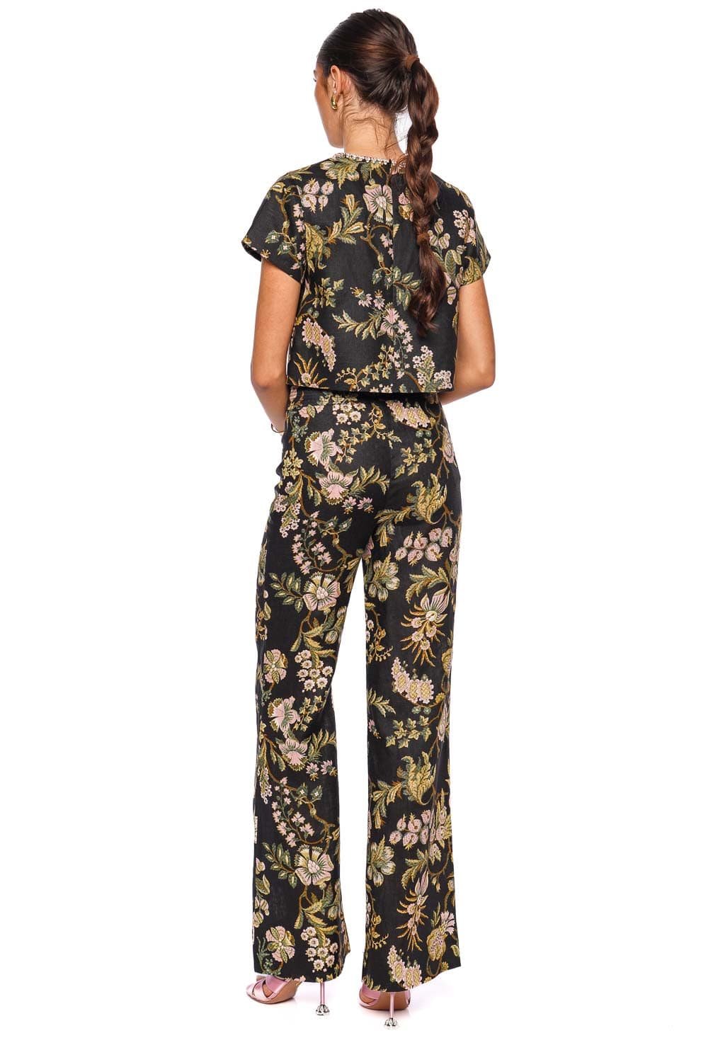 Cara Cara Hudson Clover Black Floral Cap Sleeve Top