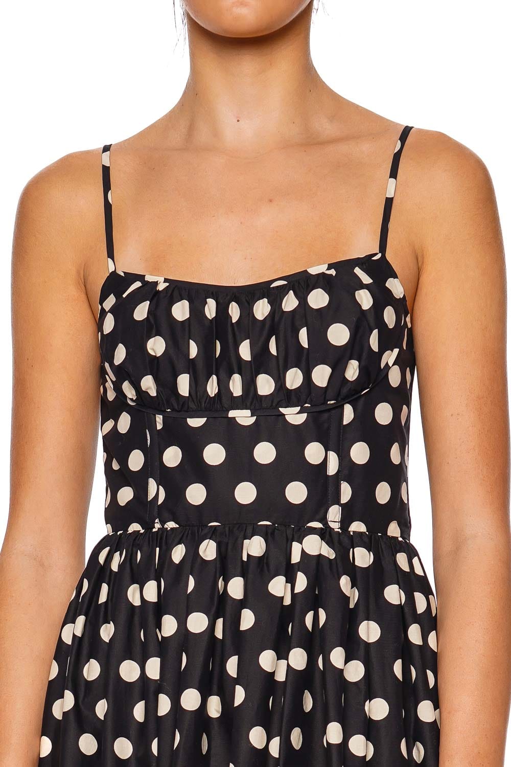 Cara Cara Joelle Dot Black Spaghetti Strap Midi Dress