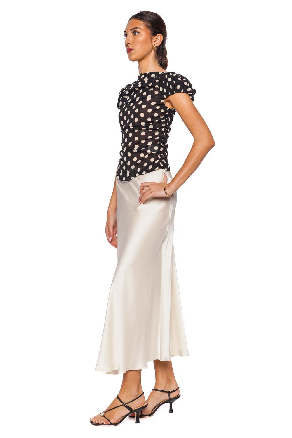 Cara Cara Melissa Joelle Dot Black Puff Sleeve Top