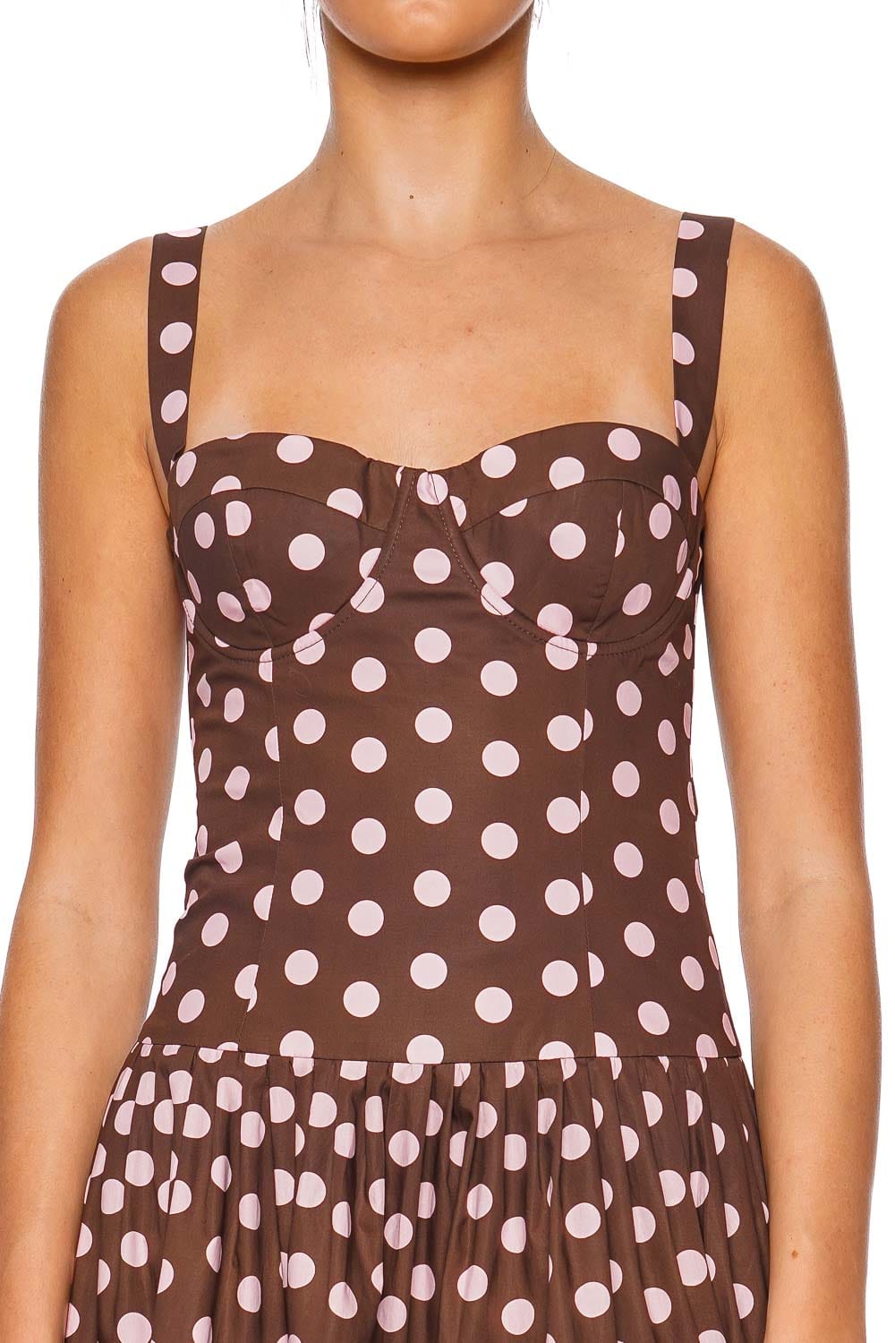 Cara Cara Joelle Dot Brown Sleeveless Midi Dress