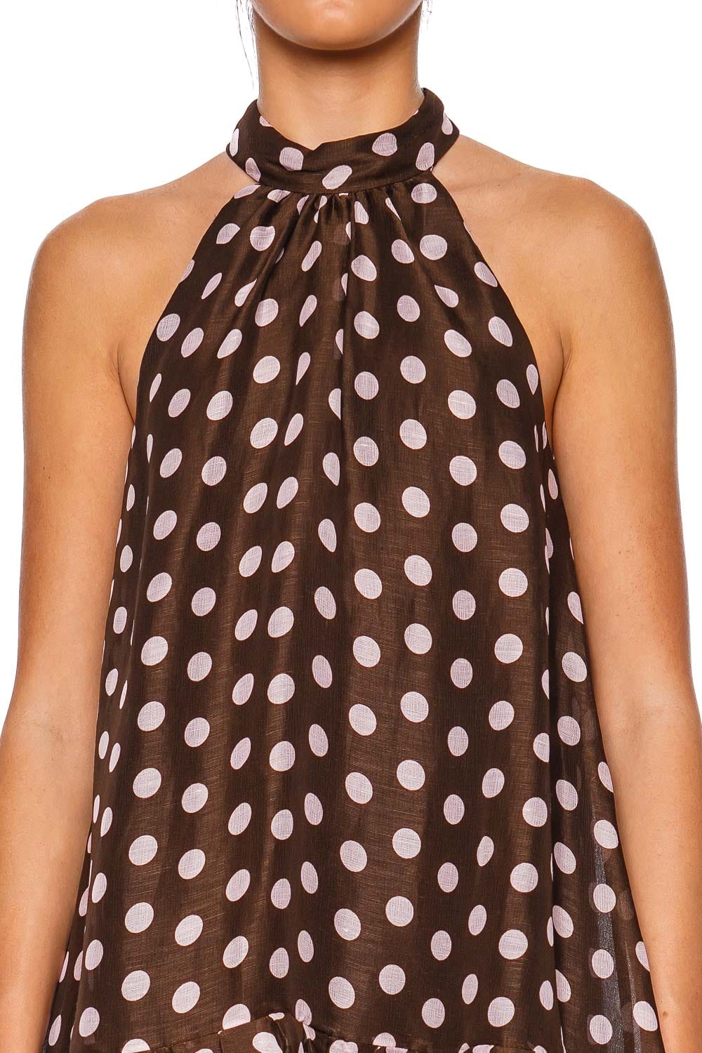 Cara Cara Joelle Dot Brown Halter Mini Dress