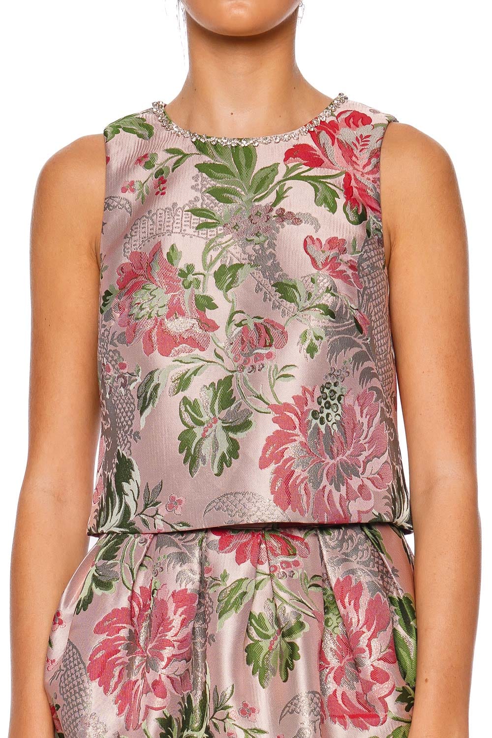 Cara Cara Mackenzie Jacquard Sleeveless Rose Gold Top