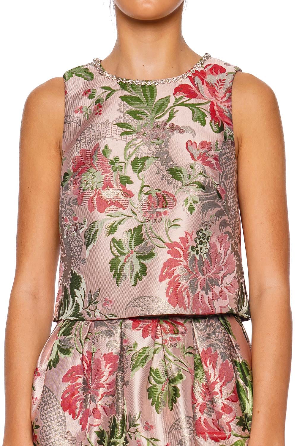 Taryn Floral Jacquard Belted Mini Skirt