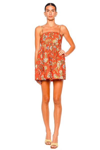 Cara Cara Leo Clover Orange Babydoll Mini Dress