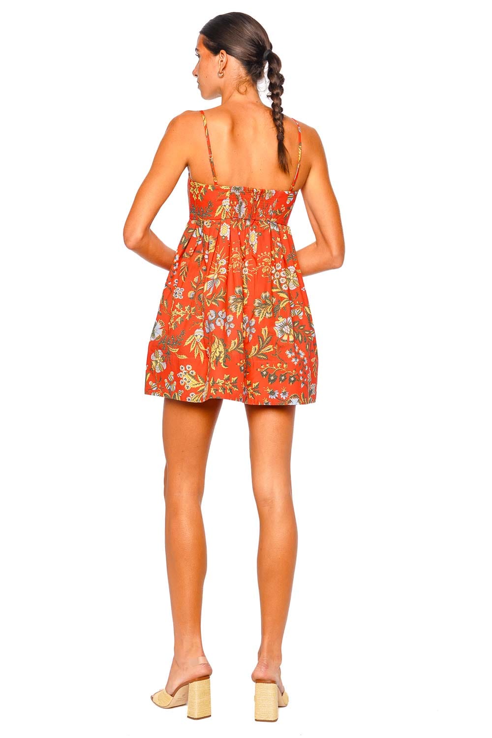 Cara Cara Leo Clover Orange Mini Dress with Straps