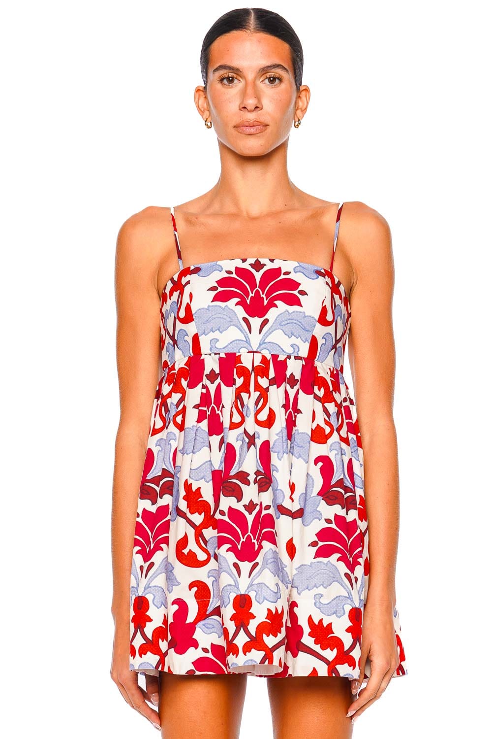 Cara Cara Leo Ivory Floral Mini Dress with Spaghetti Straps
